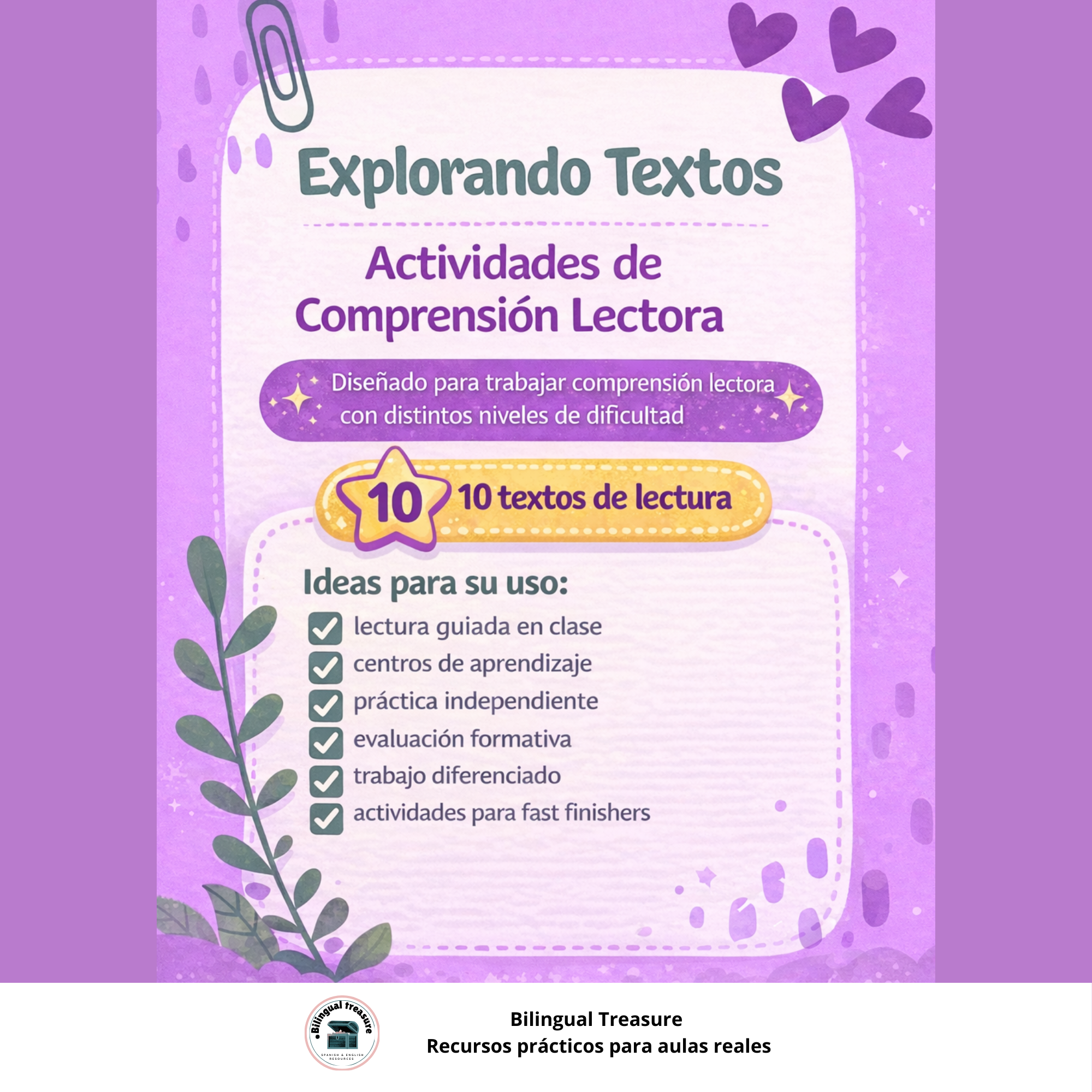 Comprensión Lectora: 10 Textos con Actividades para Trabajar Diferentes Niveles de Dificultad