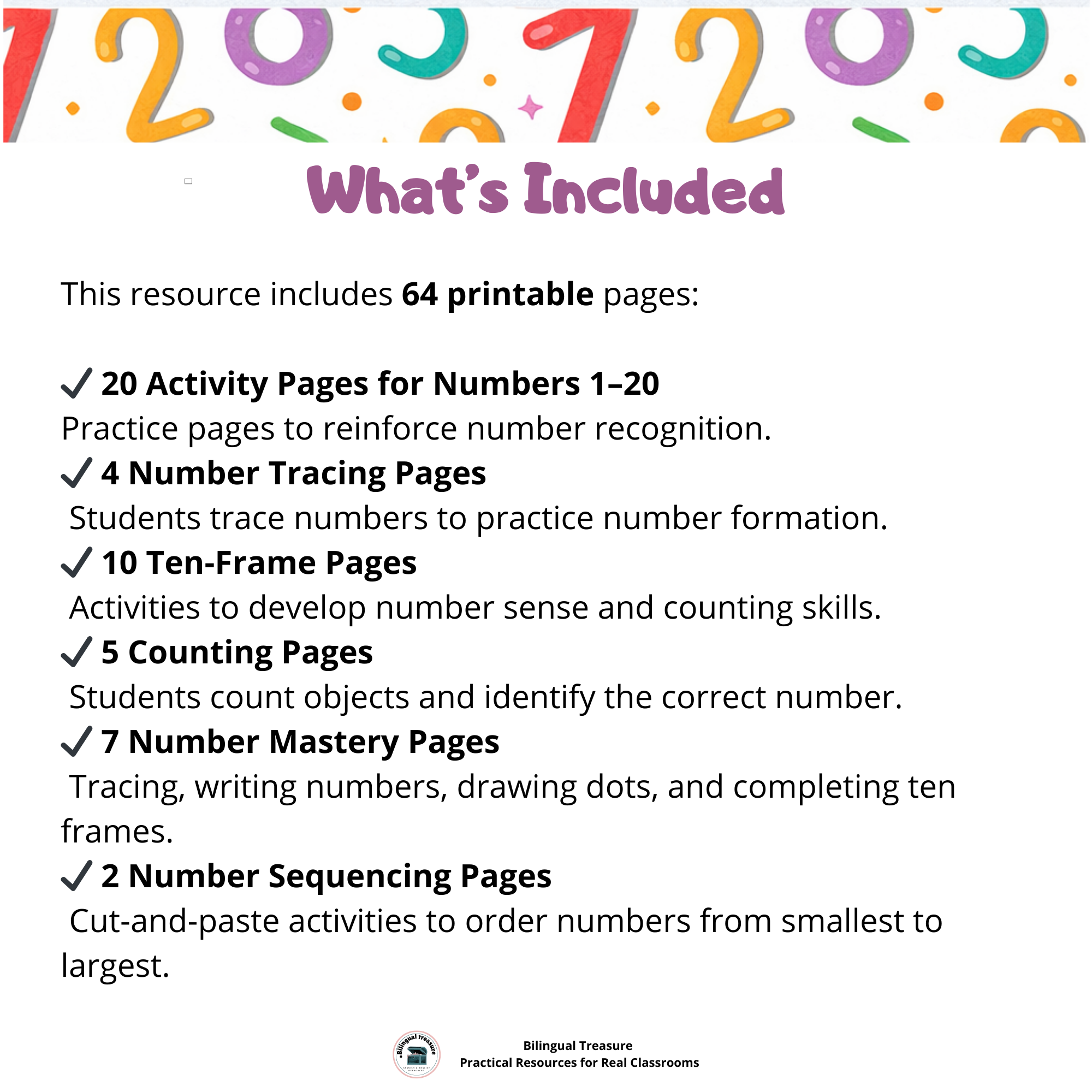 Numbers 1–20 Math Worksheets | Counting, Tracing & Number Sense Worksheets