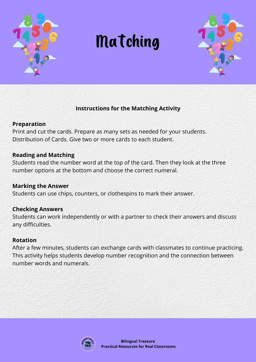 Numbers 1–20 Game and activities