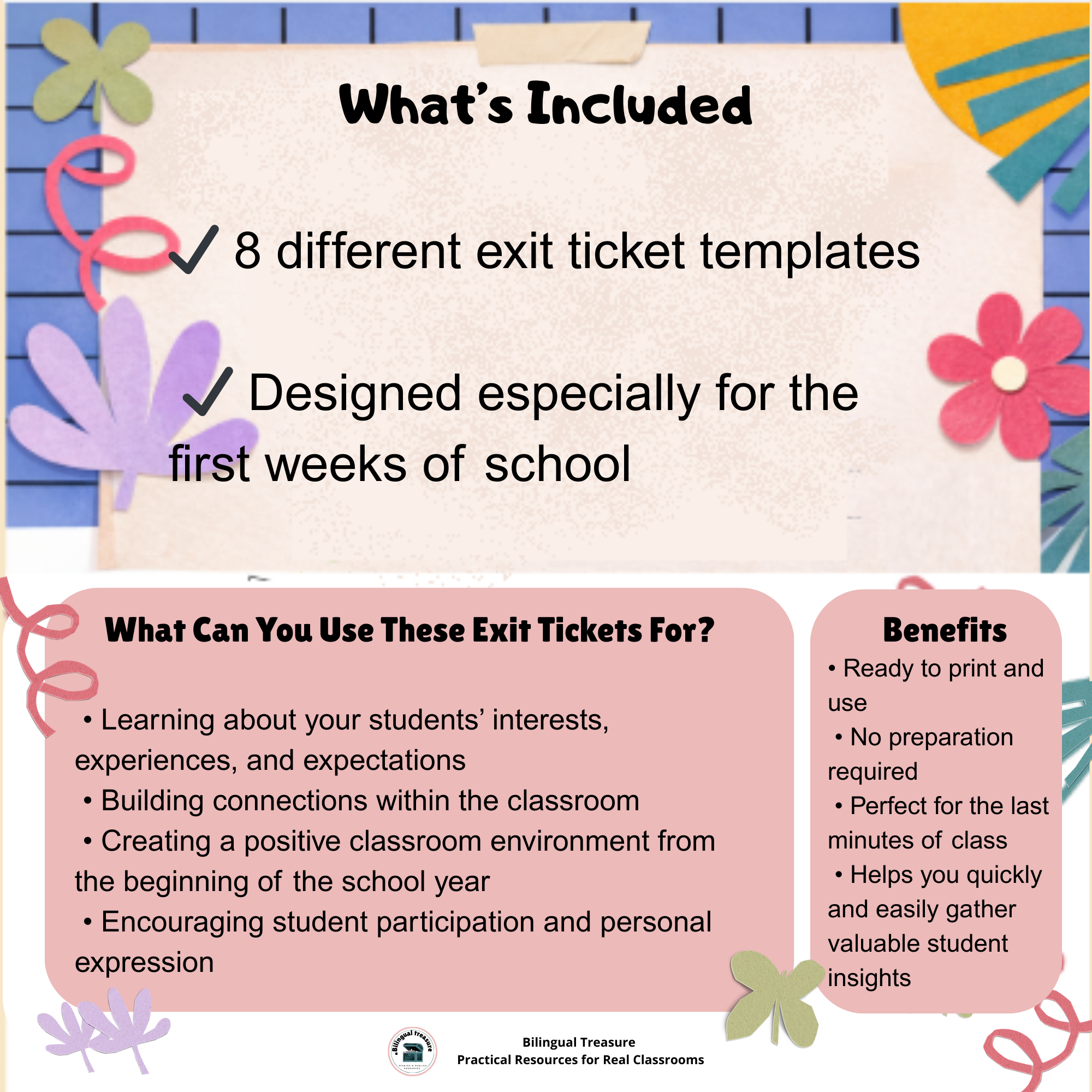 Exit Tickets for the First Weeks of School
